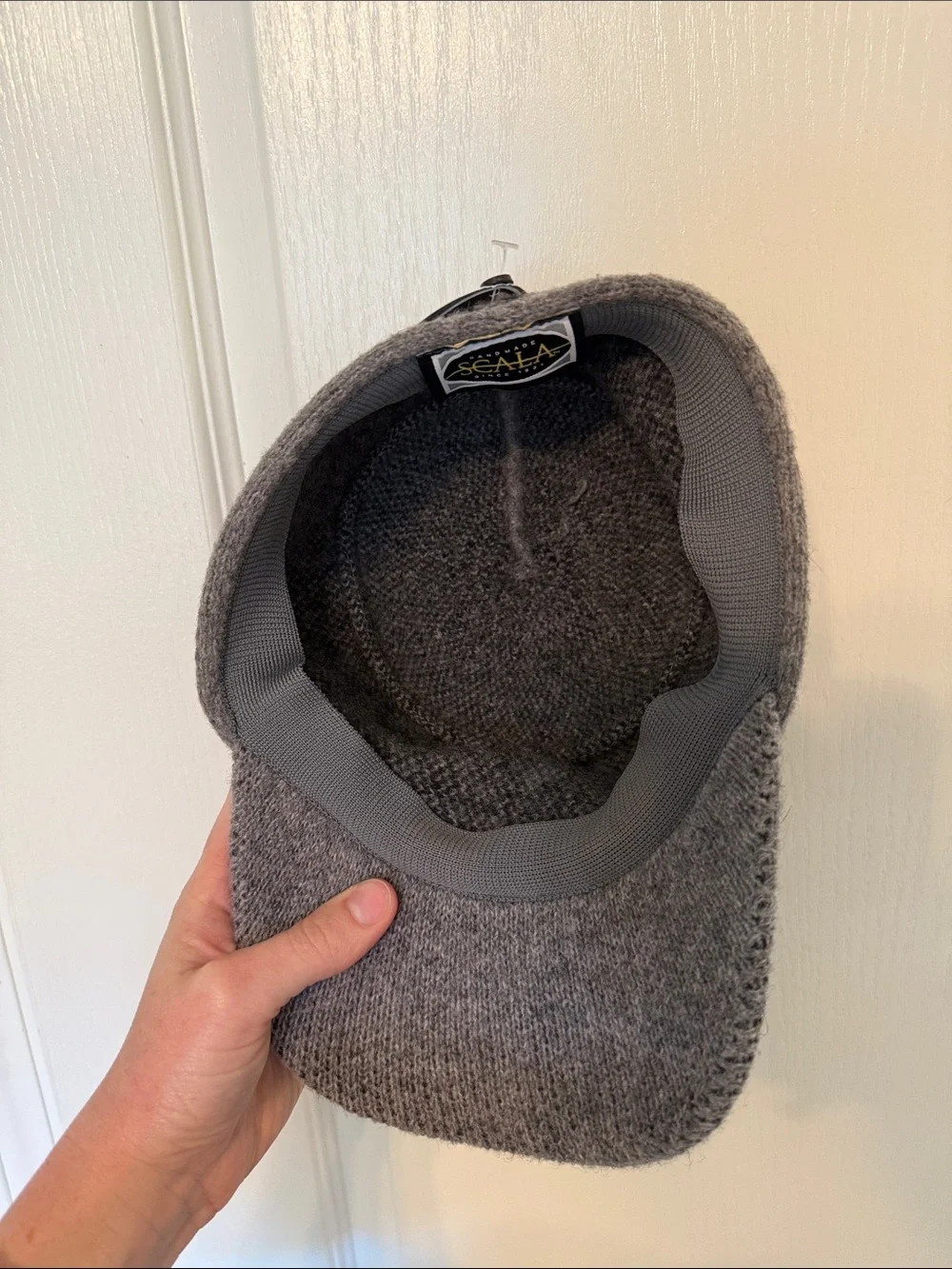 Scala Cadet Wool Visor Hat with Black Geometric Pattern